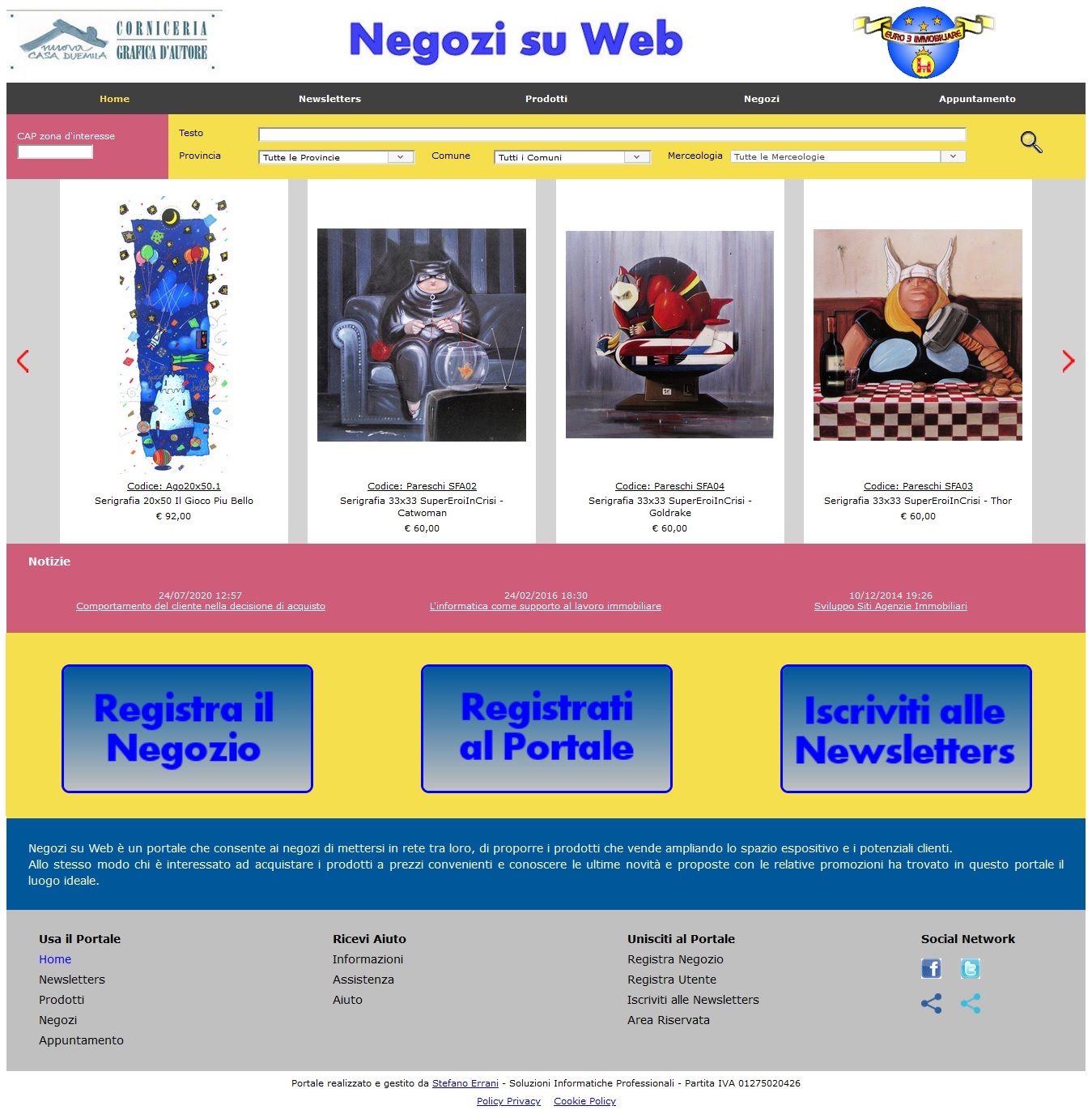 Negozi su Web - Homepage.